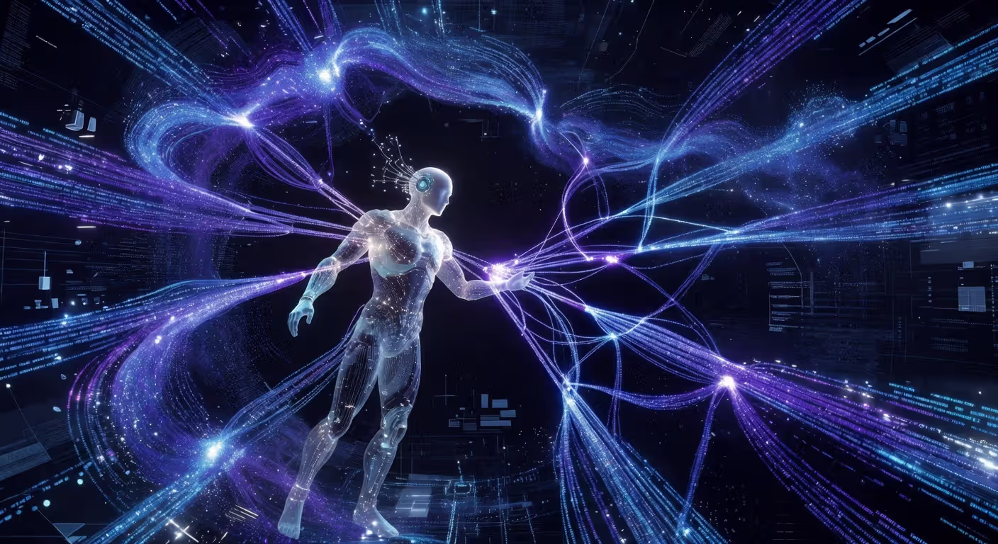 Visual representation of an AI agent perceiving and processing environmental data