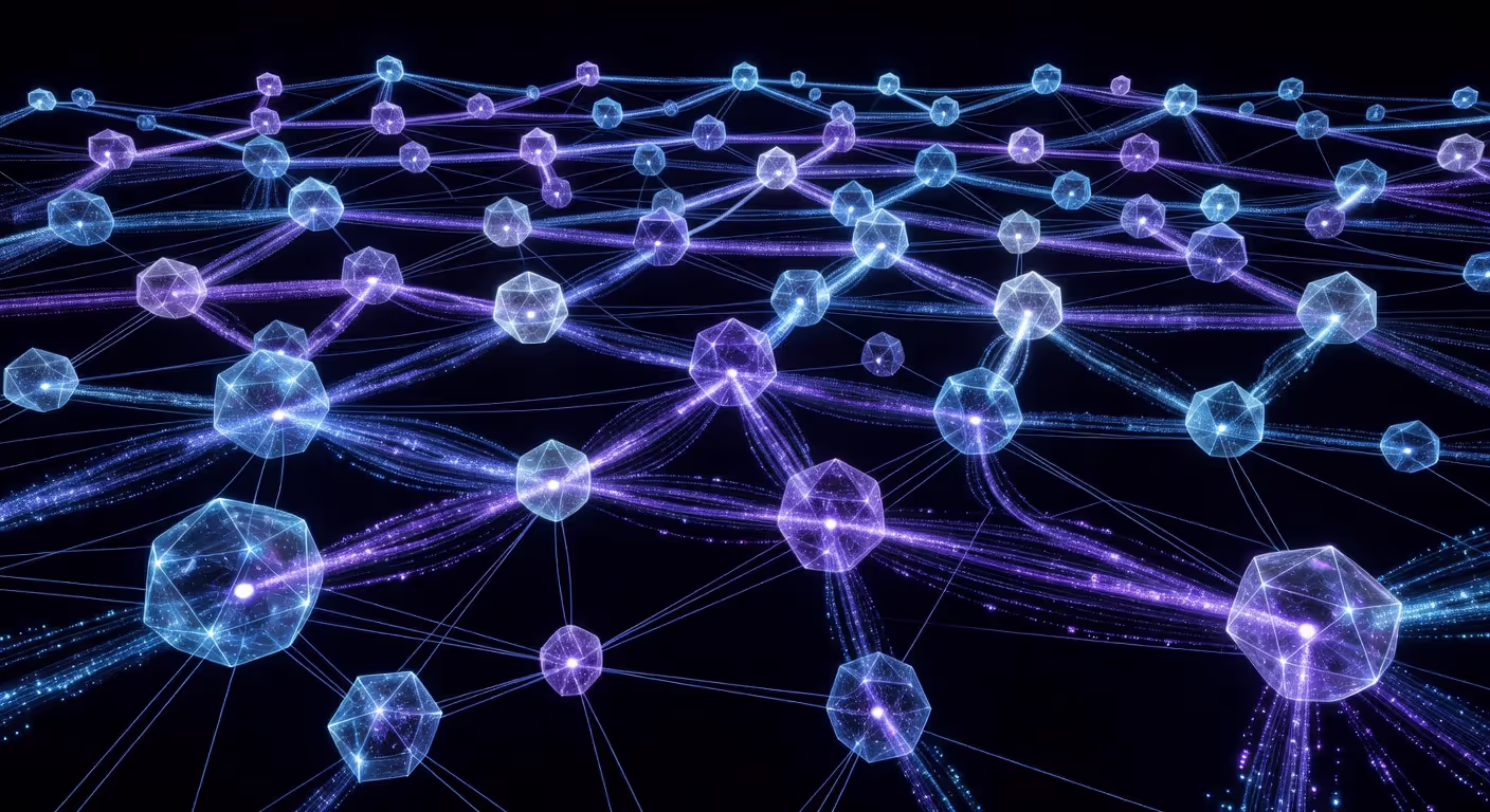 Network of interconnected AI agents communicating