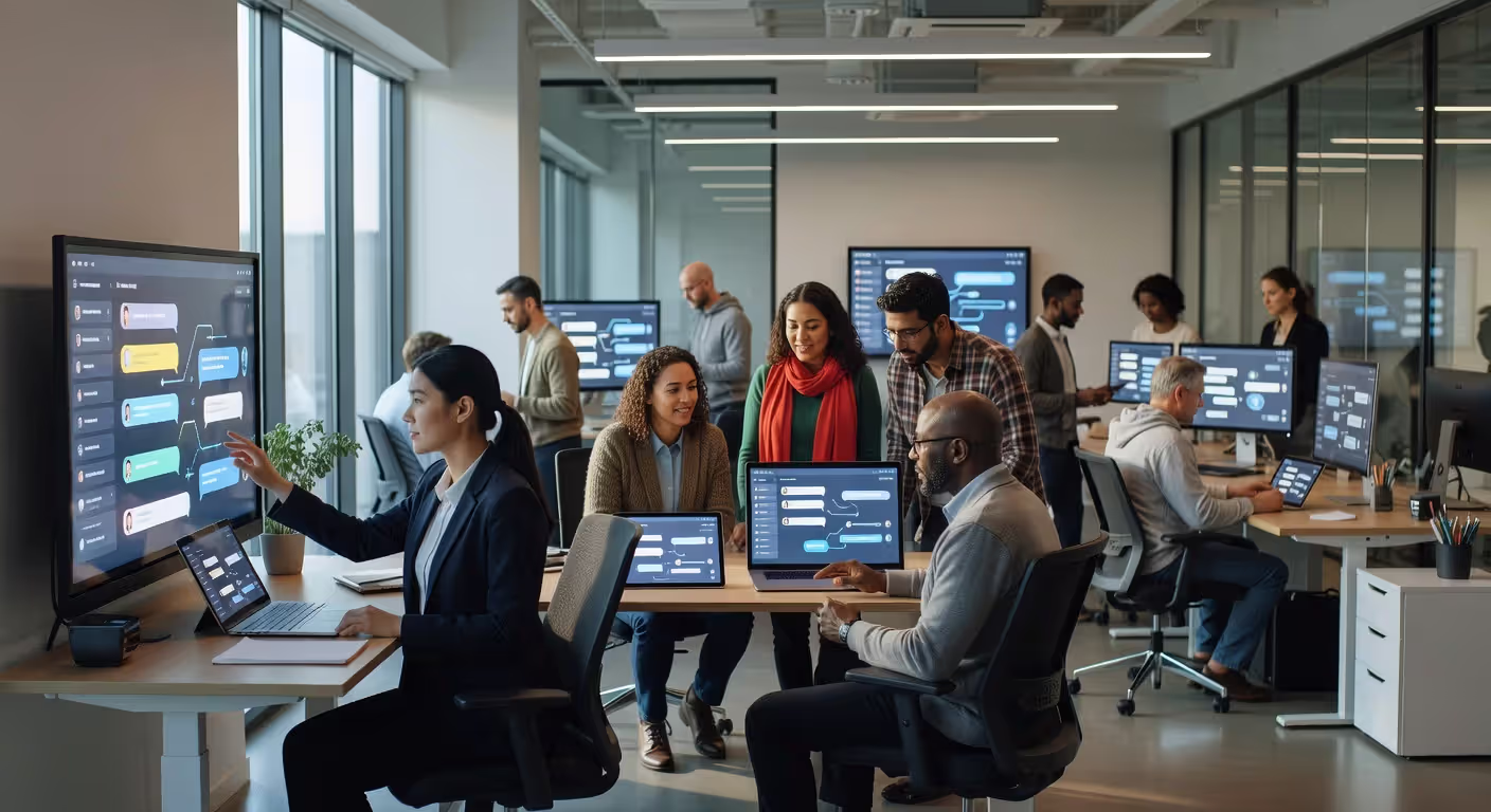 Employees using AI assistants for internal support across various departments