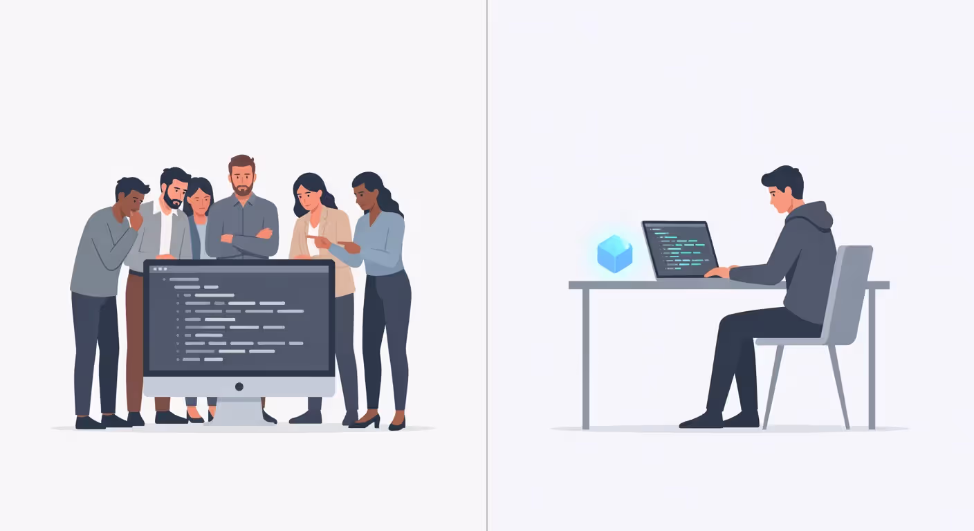 Workflow comparison between traditional manual code review and AI-assisted automated code review