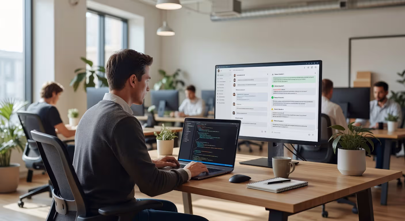 Developer using an LLM-based debugging assistant integrated into their coding workflow