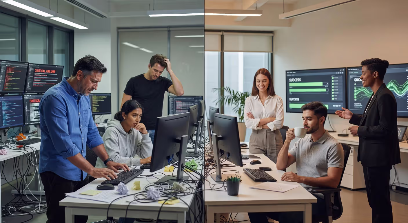 Manual versus automated DevOps workflow comparison