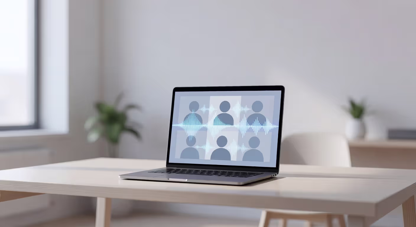AI meeting assistant interface capturing and processing audio during a video call