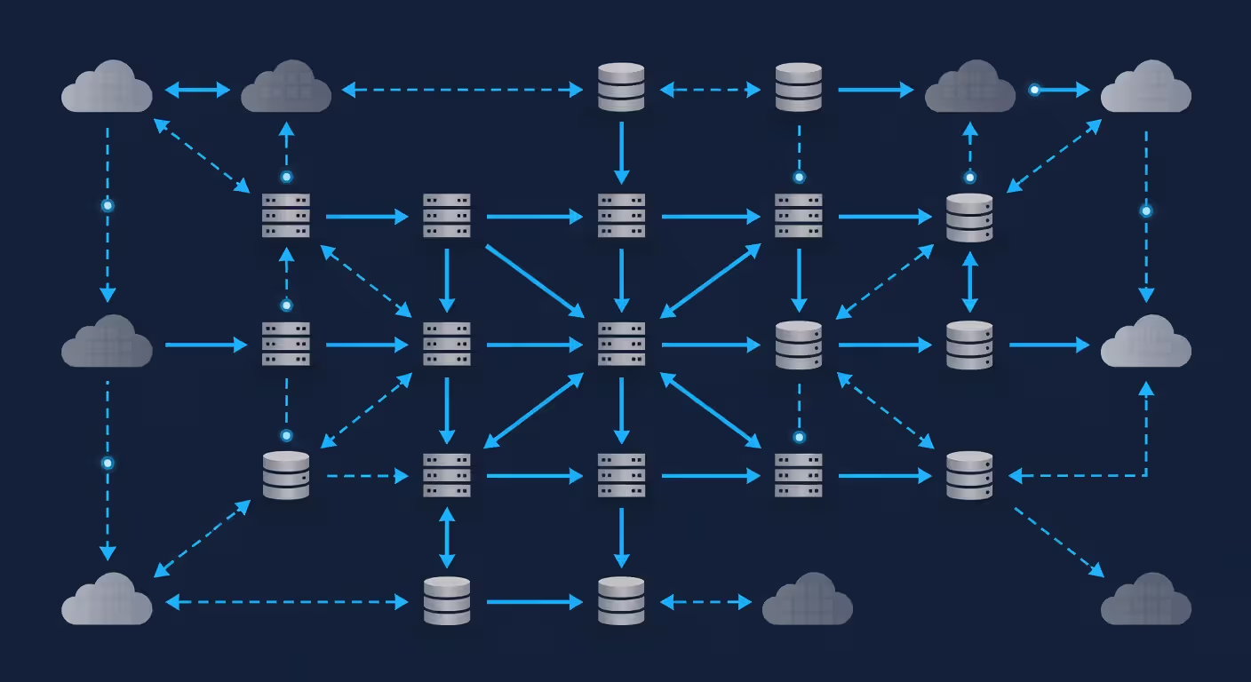 Infrastructure monitoring topology map showing system dependencies