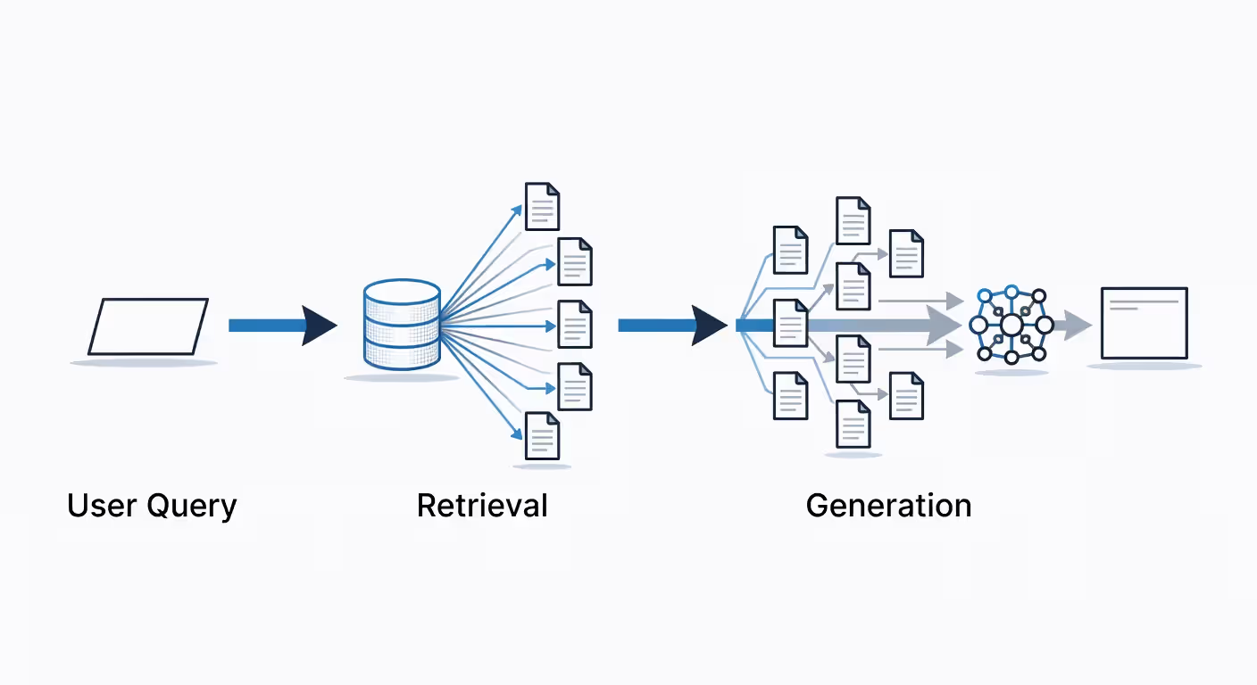 Retrieval-augmented generation workflow showing how external knowledge reduces hallucinations