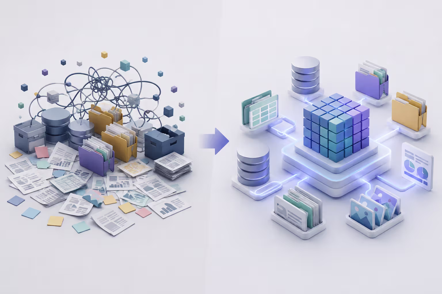 Data organization before and after preparation for AI agents