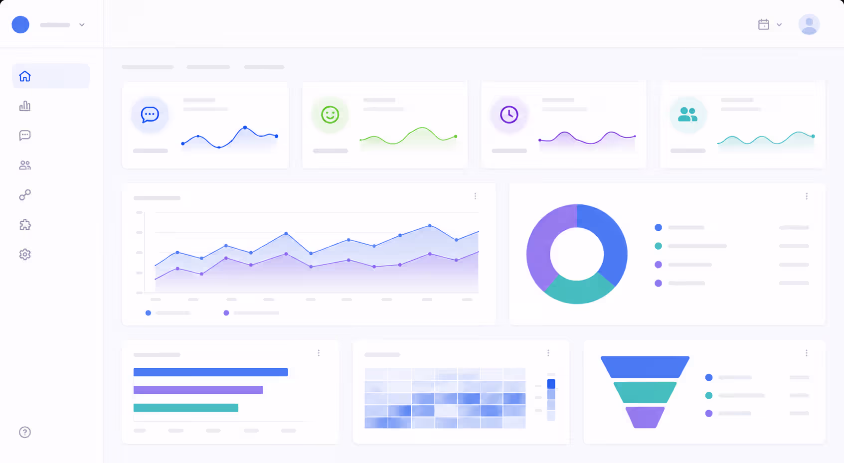 Analytics dashboard showing conversational AI performance metrics and key indicators