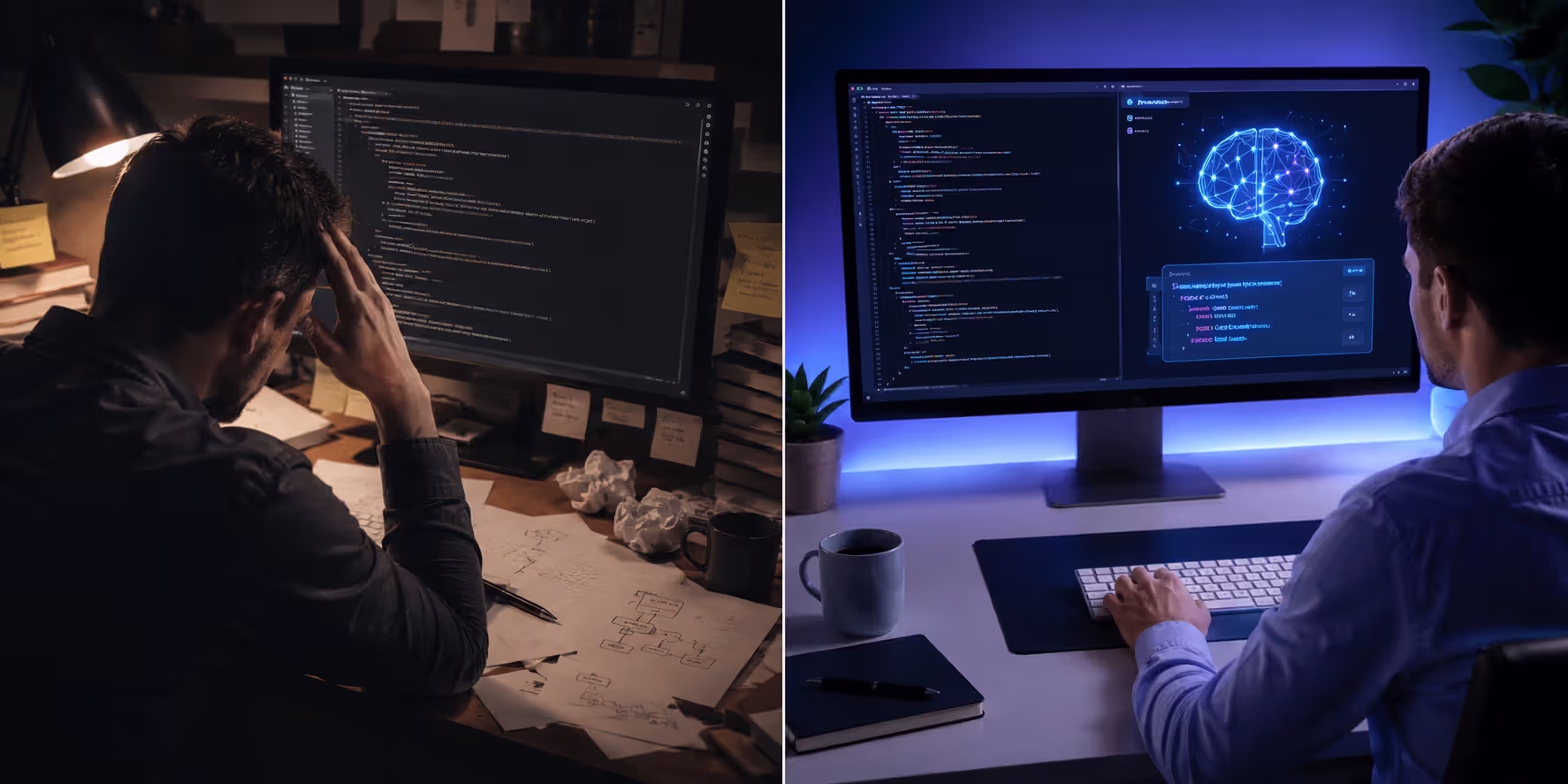 Manual versus AI-assisted code writing comparison