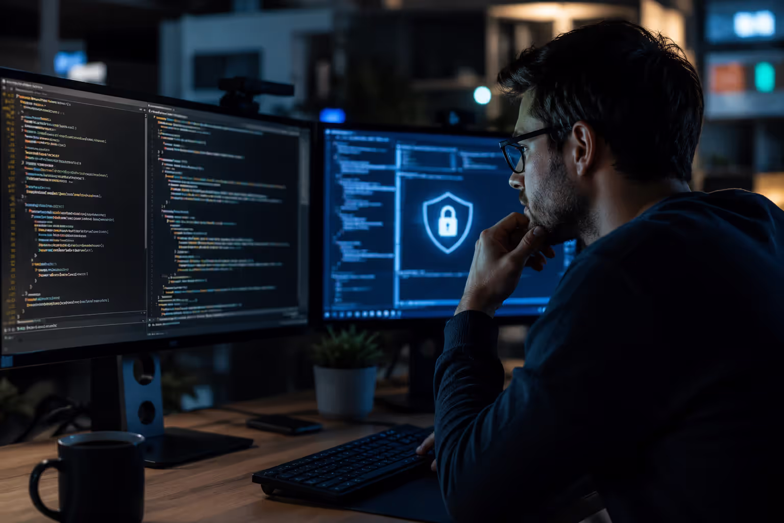 Developer reviewing AI-generated code for security issues