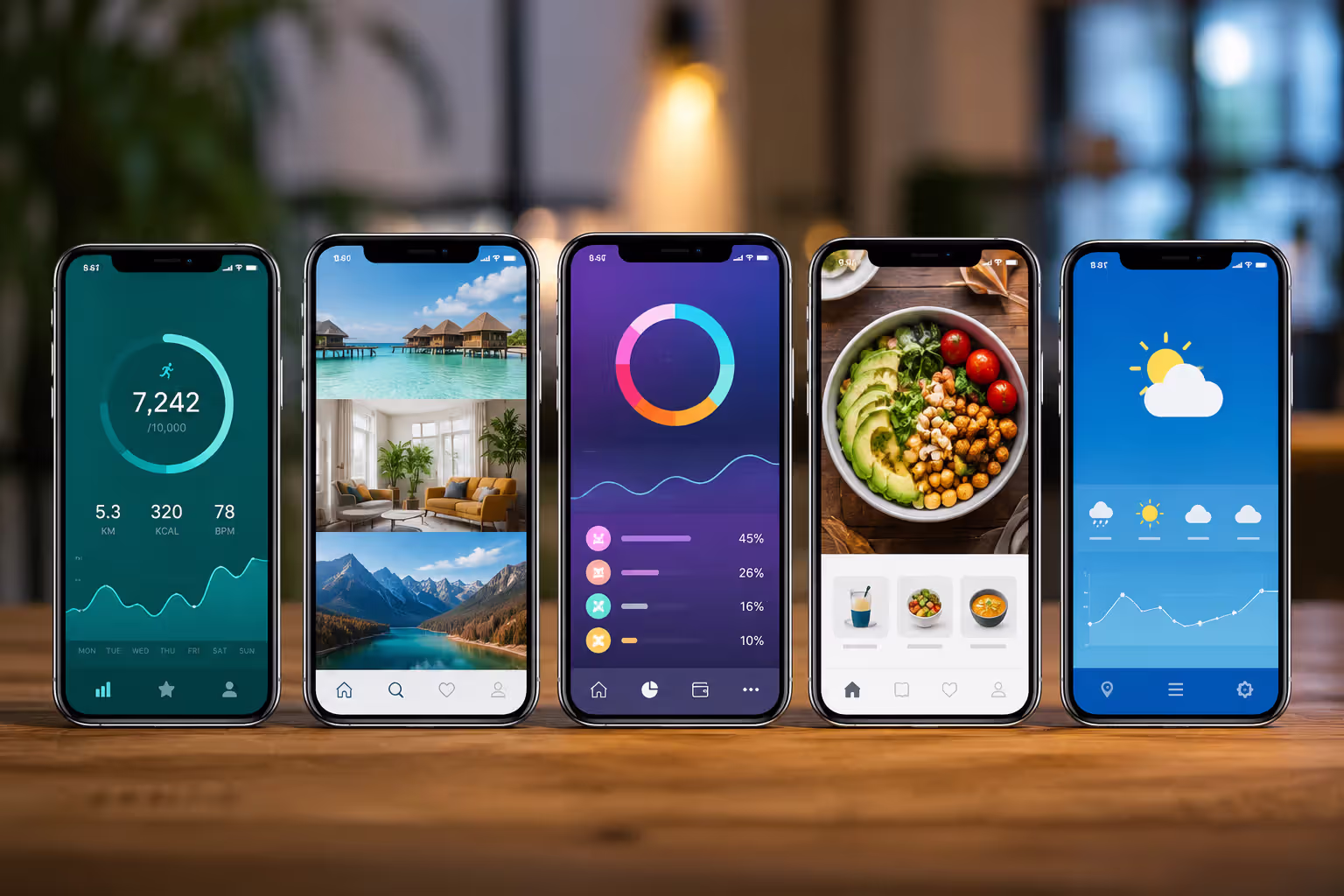 Examples of apps created with different AI mobile app builder platforms