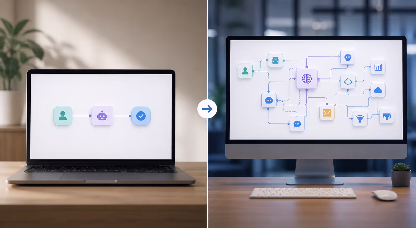 Comparison of simple versus complex app capabilities with AI builders