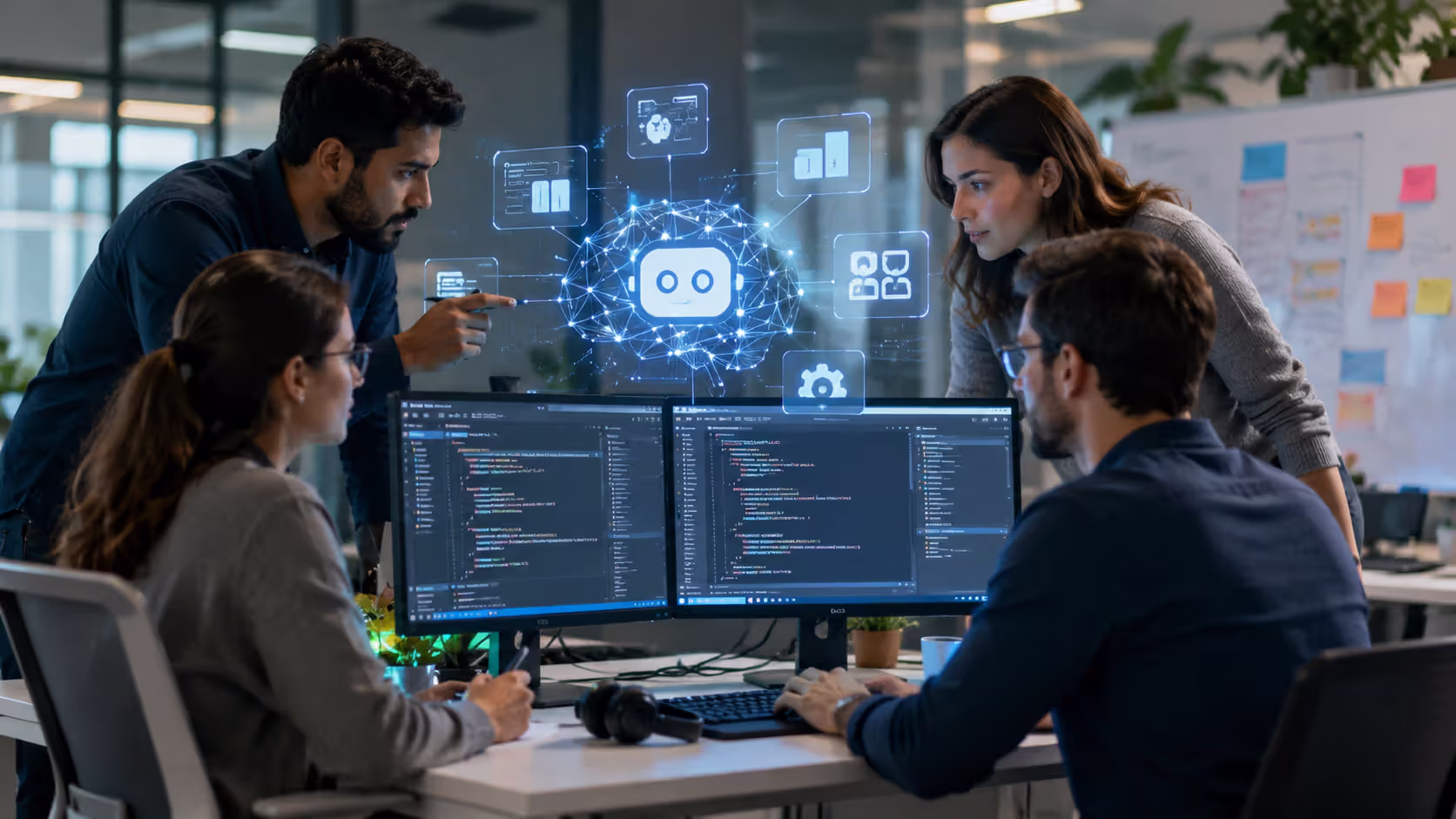 Development team implementing AI tools in their workflow