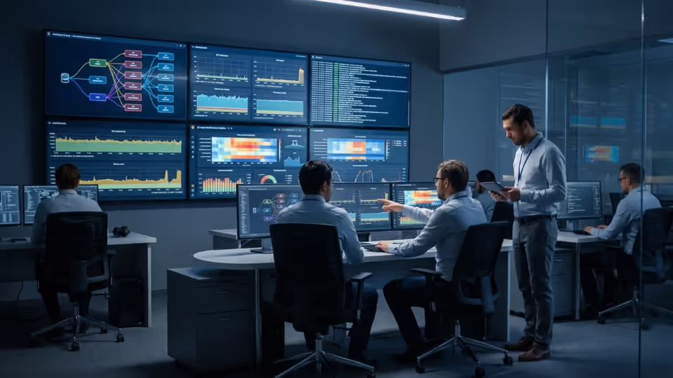 DevOps engineers monitoring observability dashboards for distributed systems