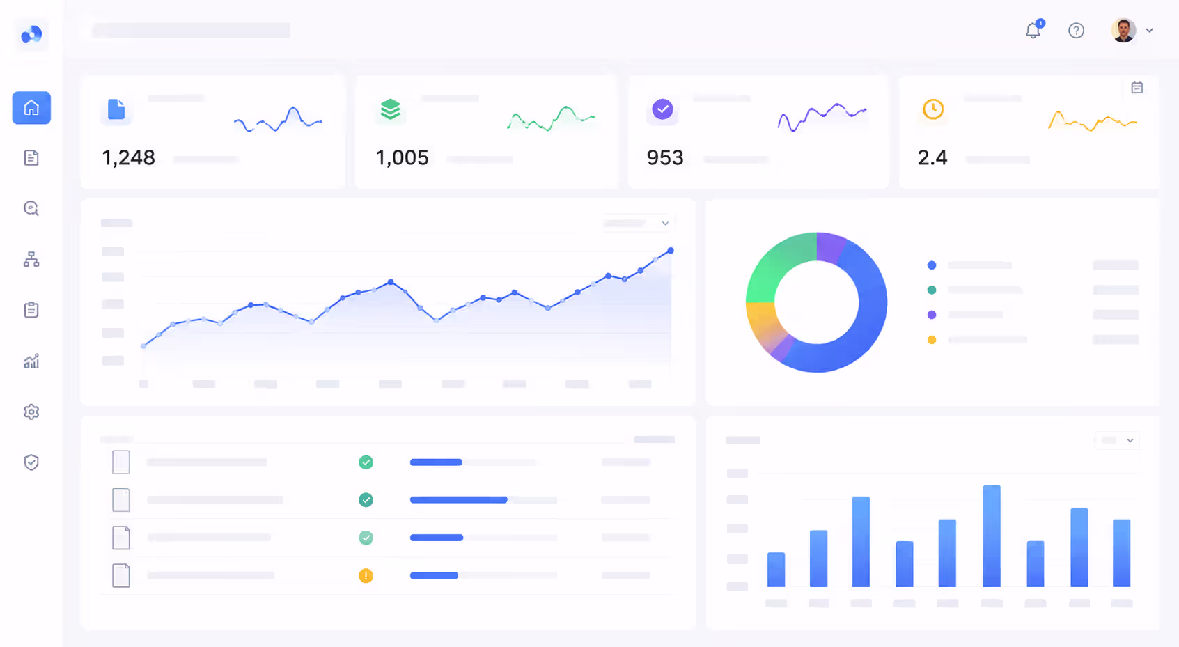 Intelligent document processing platform dashboard displaying analytics and performance metrics