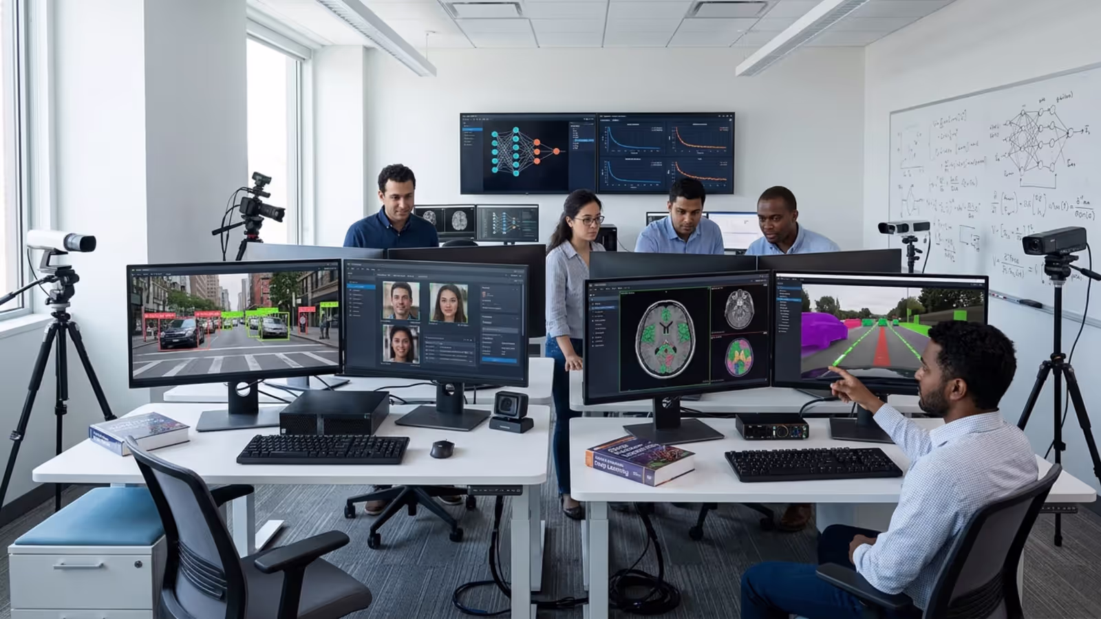 AI engineers developing computer vision systems for image recognition, object detection, and visual data analysis